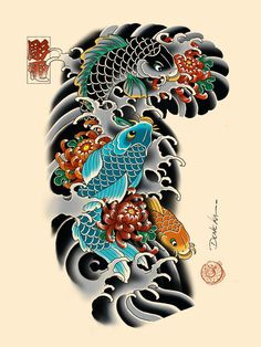 Koi Fish Drawing Tattoo, Koi Dragon Tattoo, Tattoo Japanese Style, Full Sleeve Tattoo Design, Koi Tattoo