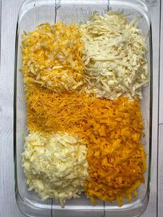 shredded cheese and other ingredients in a plastic container