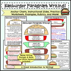 hamburger writing worksheet with instructions and examples