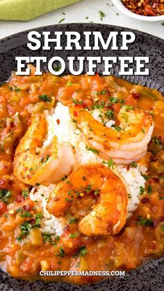 Shrimp Etouffee served in a big plate topped with three big shrimp. Crawfish Etoufee Recipe, Creole Dishes, Etouffee Recipe, Creole Food, Shrimp Etouffee, Cajun Seafood, Cajun Creole Recipes