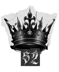 a black and white drawing of a crown