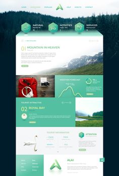 the website design is designed to look like it has many different colors and shapes, including green