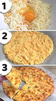 four different types of food being made on top of each other