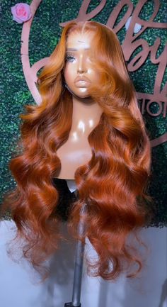 Autumn Wig Colors, Ginger Frontal Wig Dark Skin, Copper Wig With Bangs, Ginger Wig With Blonde Highlights, Fall Color Frontal Wig, Wig Colors For Light Skin, Ginger Middle Part Wig, Fall Color Wigs For Black Women, Ginger Wig Black Women