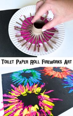 this toilet paper roll fireworks art is so easy to make