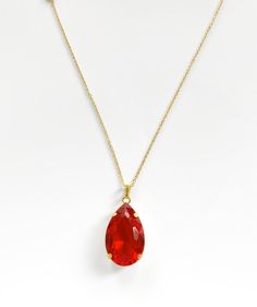 "A gorgeous chunky glass pendant necklace which dates to the 1980s. The beautifully faceted drop is a scarlet shade of red - in some lights it has a hint of orange. The total drop of the pendant from the top of the bail (loop) is 1.7\"= 4.5cm. The glass stone alone measures 1.3\" x 0.8 inches = 3cm x 2cm. Choose from 16 inch or 22 inch chain. The bail is large and can easily be opened allowing you to thread it onto an alternative necklace or cord. Other colours listed separately. The necklaces a Red Polished Gem Necklace, Alternative Necklace, Old Dragon, Gold Chain Pendant, Tear Drop Pendant, Red Necklace, Glass Pendant Necklace, Teardrop Pendant, Pendant Gold