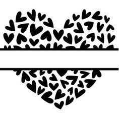 a heart made up of many hearts with a ribbon in the middle and an arrow at the bottom