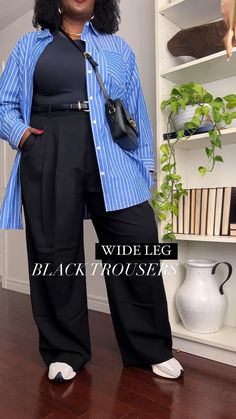 Black And Black Outfit For Women, Tech Industry Outfits, Plus Size Cute Outfits Casual, Size 40 Outfits, Mid Size Wide Leg Pants Outfit, All Black Outfits For Women Plus Size, Minimalist Work Outfits Women, Curve Fashion Outfits, Grey Jacket Outfit Winter