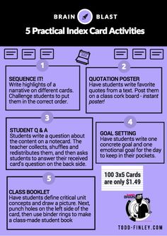 the five practical index card activities for students to use on their own school desks