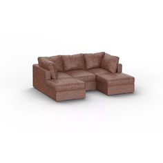 a brown couch and ottoman on a white background