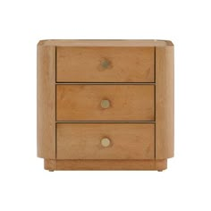 a wooden nightstand with two drawers on one side and an open drawer on the other