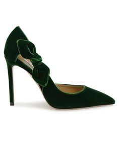 AQUAZZURA VBTHIGP0-VEL-MCH GREEN VELVET  BOW TIE PUMP 105, product code VBTHIGP0-VEL-MCH, style name BOW TIE PUMP 105, color MALACHITE GREEN, material SVELVET, heel 105 MM, season FW24 Glamorous Fitted Green Heels, Luxury Green Heels For Cocktail, Designer Green Heels For Wedding, Green Heels For Gala, Aquazzura Heels, Velvet Bow Tie, Malachite Green, Fendi Wallet On Chain, Aquazzura Shoes