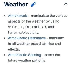 the weather is shown in blue and white, with words describing what it's like to