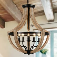 Our kitchen light fixtures comes with clear instructions and video, no need to worry about installation. This farmhouse wood chandelier will bring warm lights and beautiful atmosphere to your home! Our kitchen light fixtures comes with clear instructions and video, no need to worry about installation. [Size & Easy Installation] Size as pendant light: 19"(D) x 20.9~62.6"(H), Size as ceiling light: 19"(D) x 20.9"(H). This farmhouse chandelier for dining room can be applied to both flat and sloping Farmhouse Kitchen Pendant Lights, Creek Ideas, Farmhouse Chandelier Lighting, Brown Farmhouse, Chandelier Light Fixtures, Modern Farmhouse Chandelier, Chandeliers For Dining Room, Room Light Fixtures, Rattan Chandelier