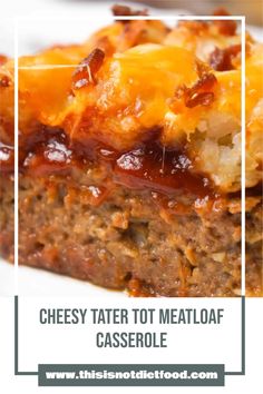 cheesy tater tot meatloaf casserole on a plate