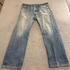 Levi's Jeans 501xx Denim Made In Usa 1990's Tag 38x31 Button Fly Vintage In Good Used Vintage Condition With Wear Fading And Holes And Stains Please See Photos Vintage Color, Levi's Jeans, Levis Men, Vintage Colors, Levis Jeans, Levi's, Made In Usa, Color Blue, Man Shop