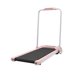 a pink and white treadmill on a white background