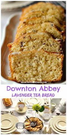 a loaf of lemon tea bread on top of a white plate