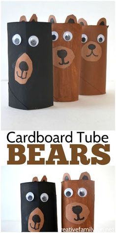 Create a zoo and fill it with this simple cardboard tube bear craft. It's a simple and fun kids craft that makes use of recycled materials. Tube Crafts, Bear Craft, Bear Hunt, Cardboard Craft, Bear Picnic, Toilet Paper Crafts, Animal Crafts For Kids, Toilet Paper Roll Crafts