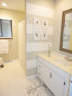 the bathroom is clean and ready to be used as a guest room or family room