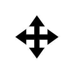 an arrow with four intersecting arrows in the middle, and one pointing upward to the left