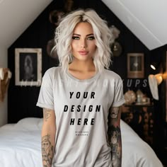 Explore our store for a constantly expanding selection of incredible products, with new additions every week! https://midnightmockupsshop.etsy.com D E T A I L S This listing provides an instant download of a digital mockup.  I N S T R U C T I O N S 1. Place your order 2. Download your file(s) 3. Use editing software (such as photoshop, illustrator, Canva, etc) to overlay your design onto the mockup image. 4. Save and use! I N C L U D E D * 1 JPG Mockup Image S P E C S * 3000px X 3000px * 300 dpi Silver Shirt, Digital Mockup, Halloween Tattoo, Religious Shirt, T Shirt Mockup, Sarcastic Shirts, Bachelorette Party Shirts, Editing Software, 1 Place