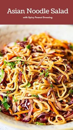 Spicy Peanut Dressing, Asian Salad Recipe, Asian Noodle Salad, Resep Pasta, Asian Noodle Recipes, Asian Noodle, Peanut Dressing, Asian Salad, Asian Noodles