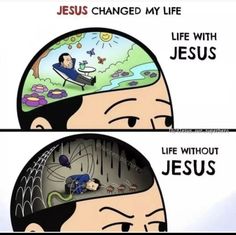 two cartoon faces with the words jesus changed my life