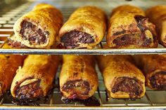 some food is being cooked on a rack in the oven and ready to be eaten