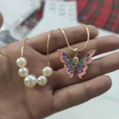 Mode dame schmetterling halskette Thai mode schmetterling perlenkette doppel kragen kette schmuck Ocean Necklace, Double Necklace, Pearl Chain Necklace, Fairy Jewelry, Collar Chain, Butterfly Pendant Necklace, Bridesmaid Accessories, Butterfly Bracelet, Bow Earrings