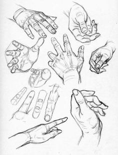 several hands are shown in this drawing