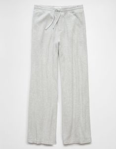 AE Fleece Waffle Wide-Leg Pant Aerie Waffle Pants, Waffle Knit Pants, Wide Leg Sweatpants Outfit, Men Shoes With Jeans, Waffle Pants, Comfy School Outfits, Clothes Pajamas, Dream Wishlist, Cute Outfits With Leggings