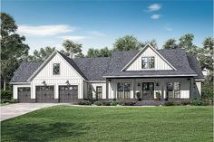 this is an artist's rendering of the country house plan for these ranch home plans