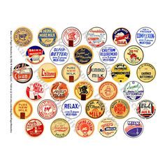 a bunch of different types of beer bottle caps on a white background with the words