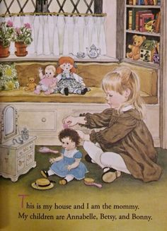 the children are playing with their toys in the book's page, which is about to be read