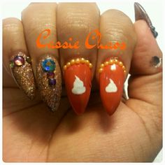 Pumpkin Pie Nails, Glitter Stiletto Nails, Nail Art Orange, Glitter Stilettos, Orange And Gold