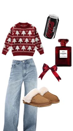 Ugly Sweater Outfits, Flowy Outfits, Cozy Christmas Outfit, Winter Wear Women, Xmas Outfits, Christmas Collage