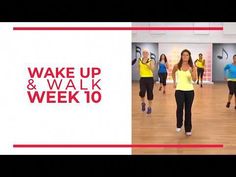 a group of people in a dance class with the words wake up and walk 10