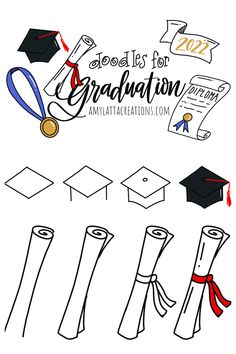 graduation caps and diplomas with the words congratulations