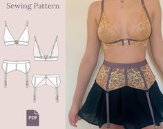 an image of a woman's bra and skirt sewing pattern with instructions to sew