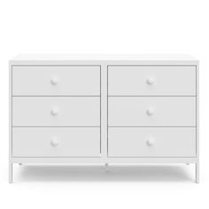 a white dresser with three drawers and two doors