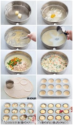 step by step instructions on how to make muffins with cheese and other ingredients