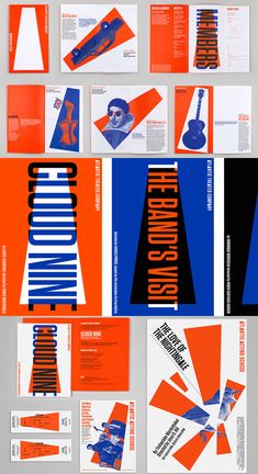 an assortment of brochures designed to look like art