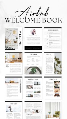 the website design for an interior designer is displayed on a white background with black lettering