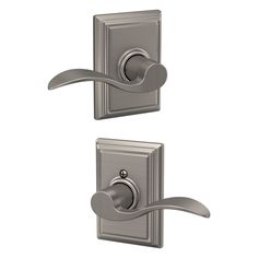 an image of a door handle and knob set for the handles in satin chrome finish