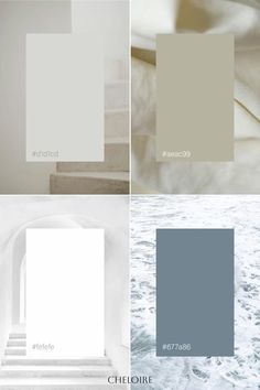 four different shades of gray and white with the same color scheme for each one in this image