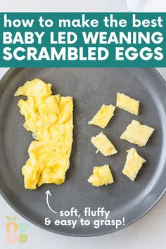 how to make the best baby led weaning scrambled eggs on a black plate