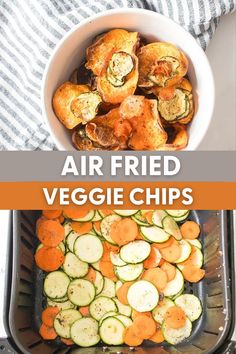 air fried veggie chips in a white bowl