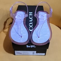 Authentic Violet Coach Jelly Sandals Also Fits Like A Size 7.5 Thong Style With Adjustable Strap Swaggy Shoes, Shoes Game, Coach Sandals, Buckle Heels, Best Slippers, Pretty Sandals, Summer Stuff, Juicy Couture Handbags, Shoes Outfit Fashion