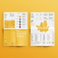 the brochure is designed to look like it has been folded in yellow paper